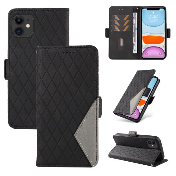 Compatible with iPhone 11 Wallet Flip Case, Classic PU Leather Shockproof Protective for Men Women Card Slots Kickstand Magnetic Closure Phone Case Cover for iPhone 11, Black