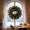 thumbnail image 4 of Artificial Cypress Christmas Wreath Pinecone Red Berry Front Door Hanging Holiday Decor, 4 of 6