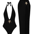 thumbnail image 3 of Xuyuer One Piece Swimsuit with Cover up Skirt Starfish Swimwear Sets for Women Halter Bathing Suits Vacation Beach Dresses, 3 of 6