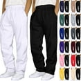 thumbnail image 4 of TrendOFT 2 Pack Mens Baggy Wide Leg Sweatpants Athletic Moisture Wicking Workout Gym Joggers with Drawstring Elastic Waist Stretchy Sweat Pants Pink L, 4 of 4