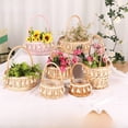 thumbnail image 1 of Cesta de encaje de princesa en miniatura, de sauce, ratán, hierba, tejida en maceta, con flores verdes, cesta para fotos para niños, regalo de mano, cesta de flores de mano, 1 of 5