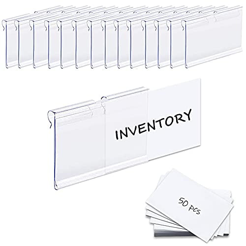 Meetory 50 PCS Clear Plastic Label Holders for Wire Shelf Retail Price Label Mer 