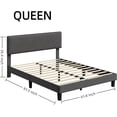 thumbnail image 2 of Queen Size Bed Frame with Upholstered Headboard, Queen Size Platform Bed Frame with Wooden Slat Support, Easy Assembly Platform Bed, No Box Spring Needed & Noise Free, Gray, 2 of 7