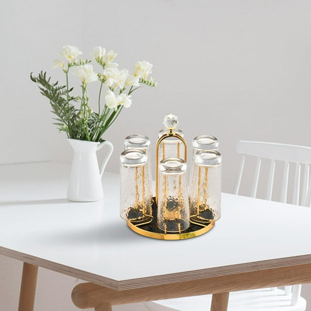 Portavasos Portavasos Mesa Encimera Hierro forjado Moderno Espejo Fácil de elegir y colocar Barra 6 Ganchos para tazas Organizador de tazas Estante de Soledad titular de la taza