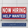 thumbnail image 3 of Now Hiring Help Wanted 13 oz Heavy Duty Vinyl Banner All Position Jobs Available Help Wanted Sign for Business Advertising Indoor/Outdoor Single-Sided with Metal Grommets (2x5 ft, Re & Wh & Bl), 3 of 6