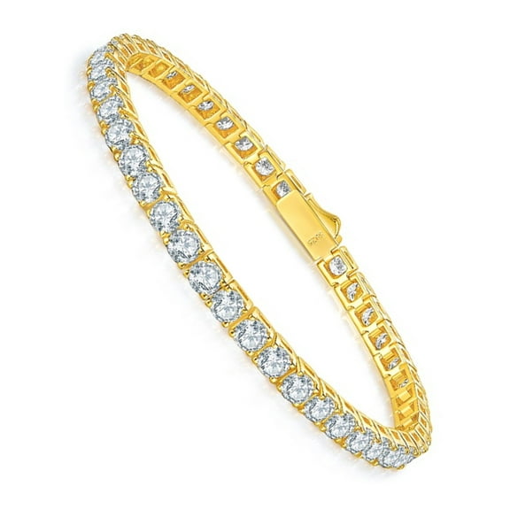 JIUZUAN 15.5CT 5MM Moissanite Diamond Gold Tennis Bracelet Gifts, 6.5 Inch