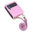 thumbnail image 7 of Dteck For Samsung Galaxy Z Flip4,Shockproof Artificial Leather Adjustable Shoulder Strap Case Cover,Pink, 7 of 7