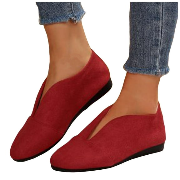 Juosiy Casual Shoes for Women Comfortable Suede Slip On Sneakers Lightweight Flat Walking Loafers