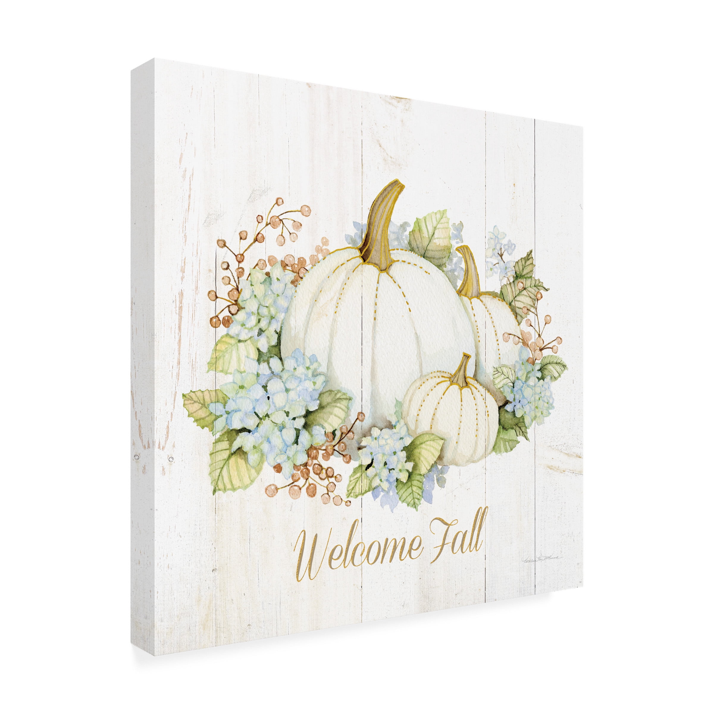 Kathleen Parr McKenna 'Autumn Elegance I Gold Welcome Fall' Canvas Art
