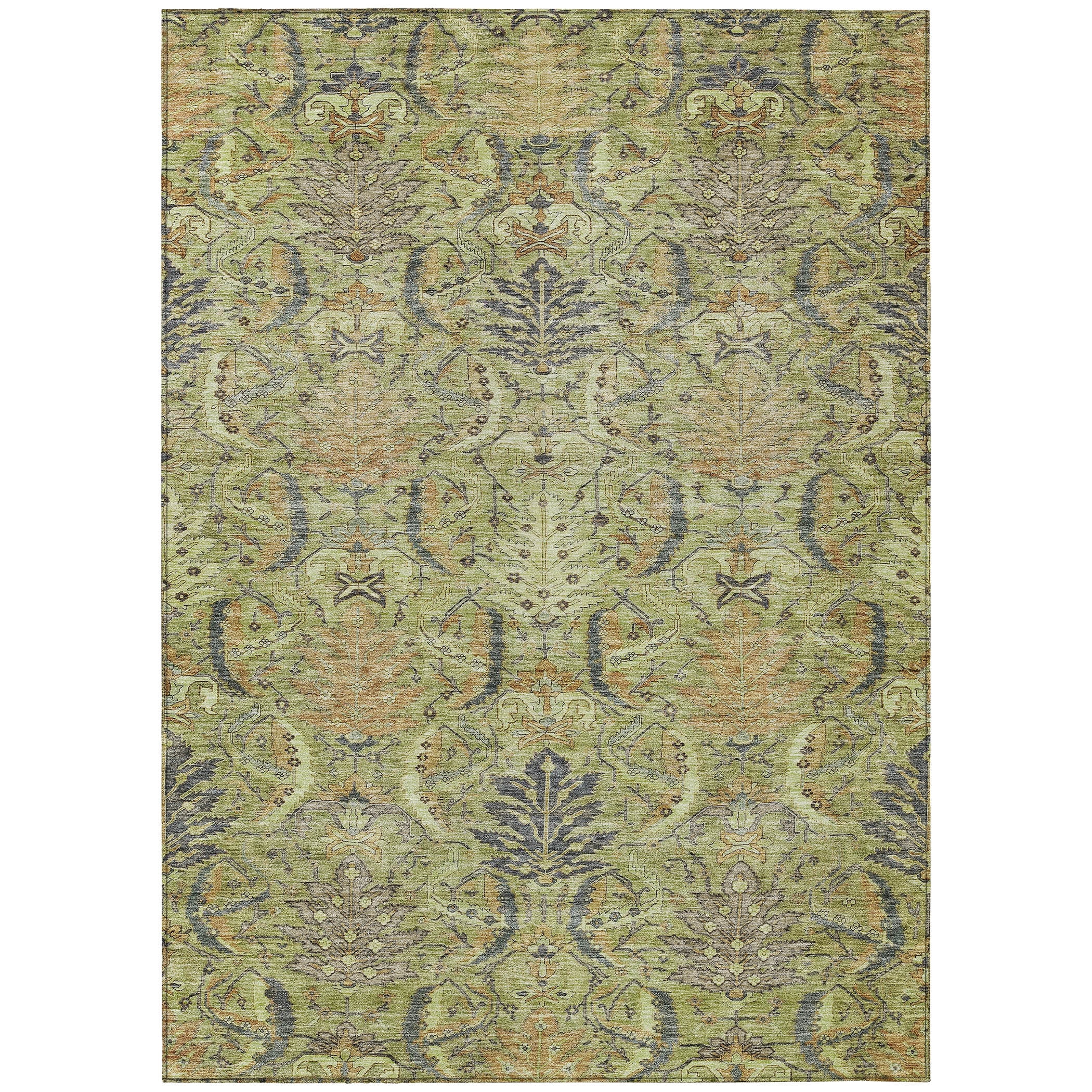 Addison Rugs Chantille Indoor/Outdoor Transitional Damask Aloe Washable Rectangle Rug, 10' x 14'