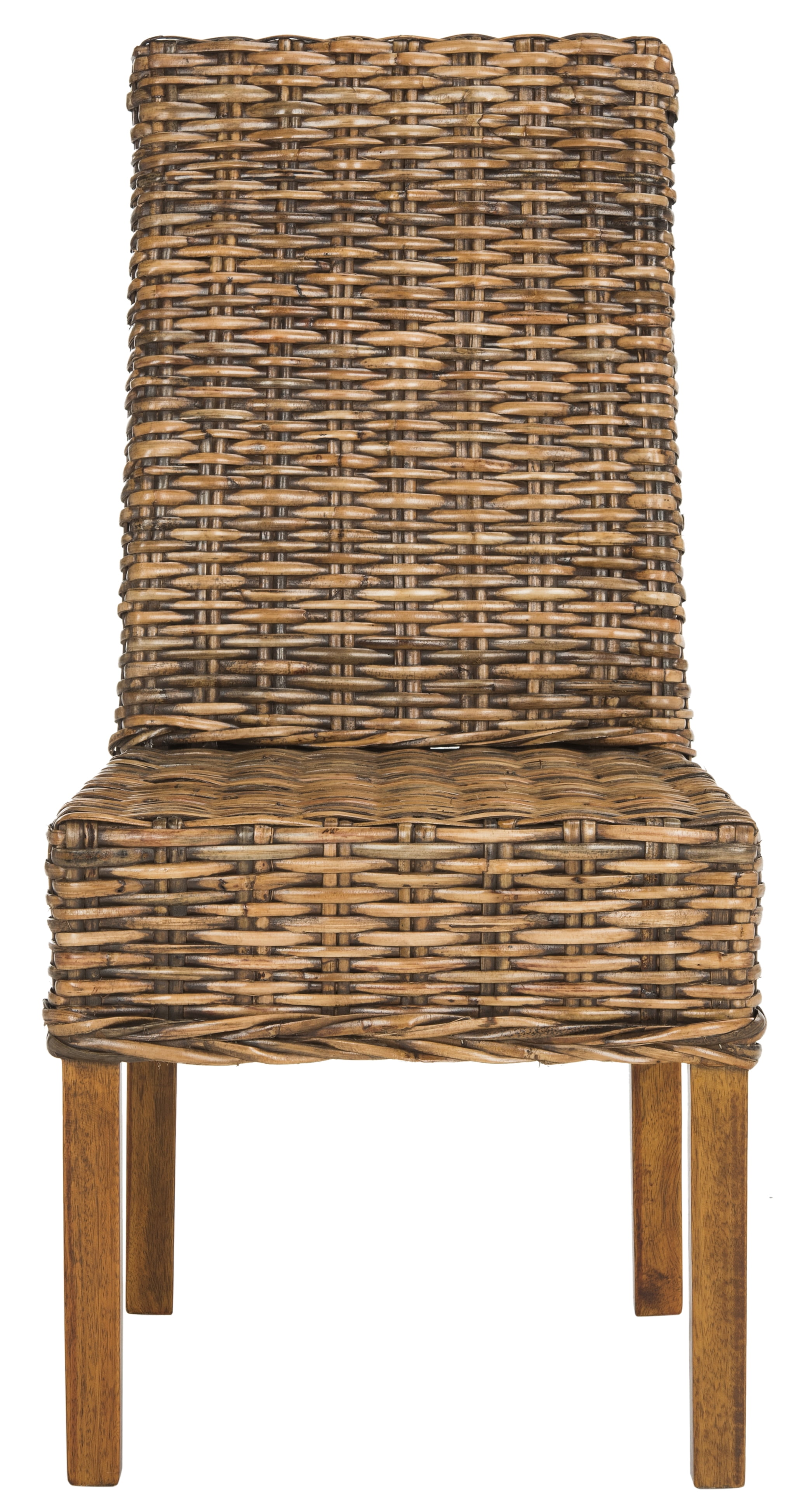 SAFAVIEH Sanibel Nautical Rattan Solid Dining Parsons Chair, Brown (Set of 2)