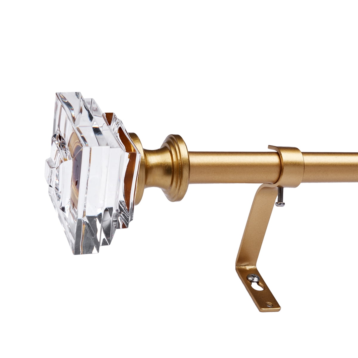 2 Pack 3/4" Diameter Standard Decorative Window Curtain Rod, Adjustable Curtain Rod for Windows, Acrylic Square Finials