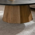 thumbnail image 3 of Round Coffee Table with Sturdy Pedestal Base, Wooden Living Room Tea Table, Easy Assembly, Real Bark Pattern Veneer Top for Modern Home Decor, 3 of 9