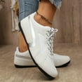 thumbnail image 5 of Flat Sneakers for Women Retro Casual Lace Up Tennis Shoes Lightweight Non Slip Trainers Comfortable Skate Shoes White Size 6, 5 of 8