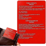 Know Your Rights Cards, English Spanish Bilingual Red Paper Reference Cards, 5.9 Inch Portable Information Cards for Car, Wallet and Travel