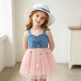 thumbnail image 4 of Rvasteizo Toddler Girl Dress Print Sleeveless Round Neck Denim Mesh Dress Floral Print Hat for 6 Months-3 Years Summer Wear, 4 of 4