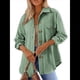 thumbnail image 1 of Camisas de Punto Extragrandes para Mujer, Blusas de Trabajo de Larga con Botones, Blusas de Moda de Otoño. Verde L, 1 of 3