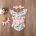 thumbnail image 3 of ITFABS Combinaison d'Été pour Bébé Fille Bandeau Imprimé Rabbit Sans Manches en Dentelle, 3 of 7