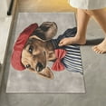 thumbnail image 2 of Yayeee Bath Rug for Bathroom Floor Non Slip Contour Fluffy Soft Absorbent Mat, 20"x24", Gray Dog Artist, 2 of 7