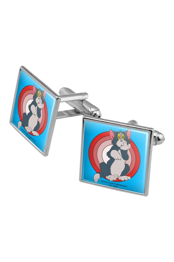 Tom and Jerry Tom Character Square Cufflink Set - Silver or Gold