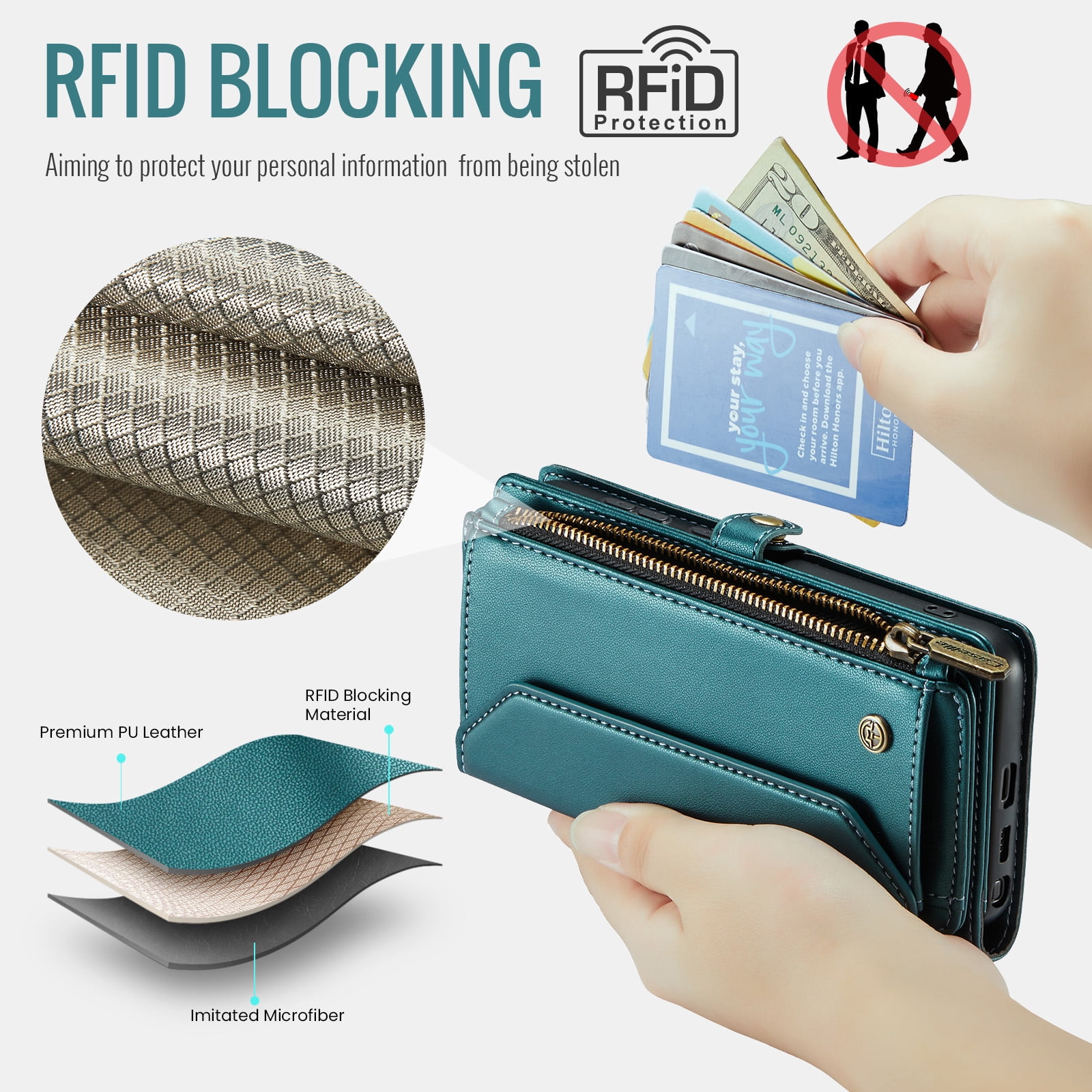 Decase Wallet Case for Samsung Galaxy S26,Flip RFID Blocking Shockproof TPU Cover with 10 Card Slots,Cash Slot,Zipper Coin Pocket,Crossbody PU Leather Phone Cover,Green