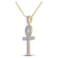 thumbnail image 2 of 10kt Yellow Gold Mens Round Diamond Ankh Cross Charm Pendant 1 Cttw, 2 of 2