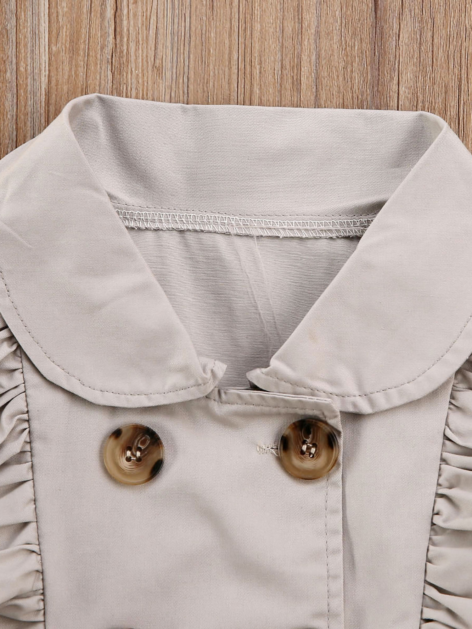 Xingqing Toddler Baby Girl Trench Coat Casual Ruffle Jacket Windbreaker Outerwear - image 4 of 6