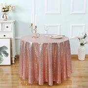 Kirsooku Pink Sequin Tablecloth Glitter Sparkly Iridescent Shimmer for Round Table Cloth 70 Inch Table Covers Decorations for Birthday Party Supplies Event Wedding Table Skirt Decor
