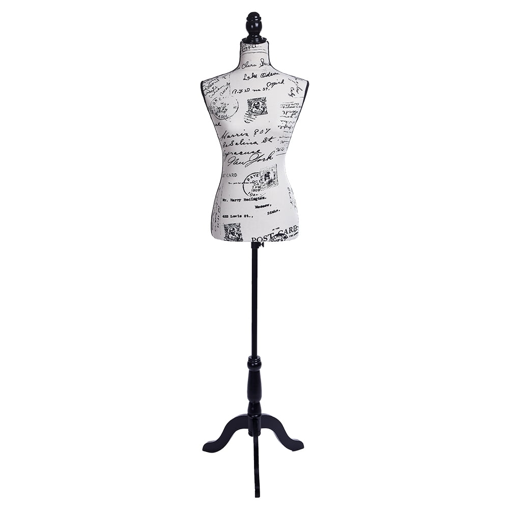 Half-Length Letter Pattern Foam & Brushed Fabric Coating Lady Model for Clothing Display Black