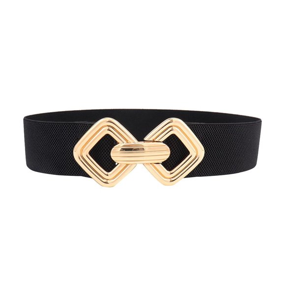 SWSMCLT Women's Fashion Belt Metal Holeless Web Belt Braided Belt Buckle Wide Braided Metal Buckle Winter Black X-Small-Large