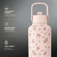 thumbnail image 3 of Thyme & Table 24oz Stainless Steel Cleo Bottle with Straw, Roses, 3 of 7