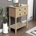 thumbnail image 3 of Entryway Table with Storage, Rustic Small Console Table w/ 3 Drawers & Open Bottom Shelf, Skinny Wood Console Table, Narrow Sofa Side Table for Living Room, Foyer, Entry Table, Sahara, 3 of 6