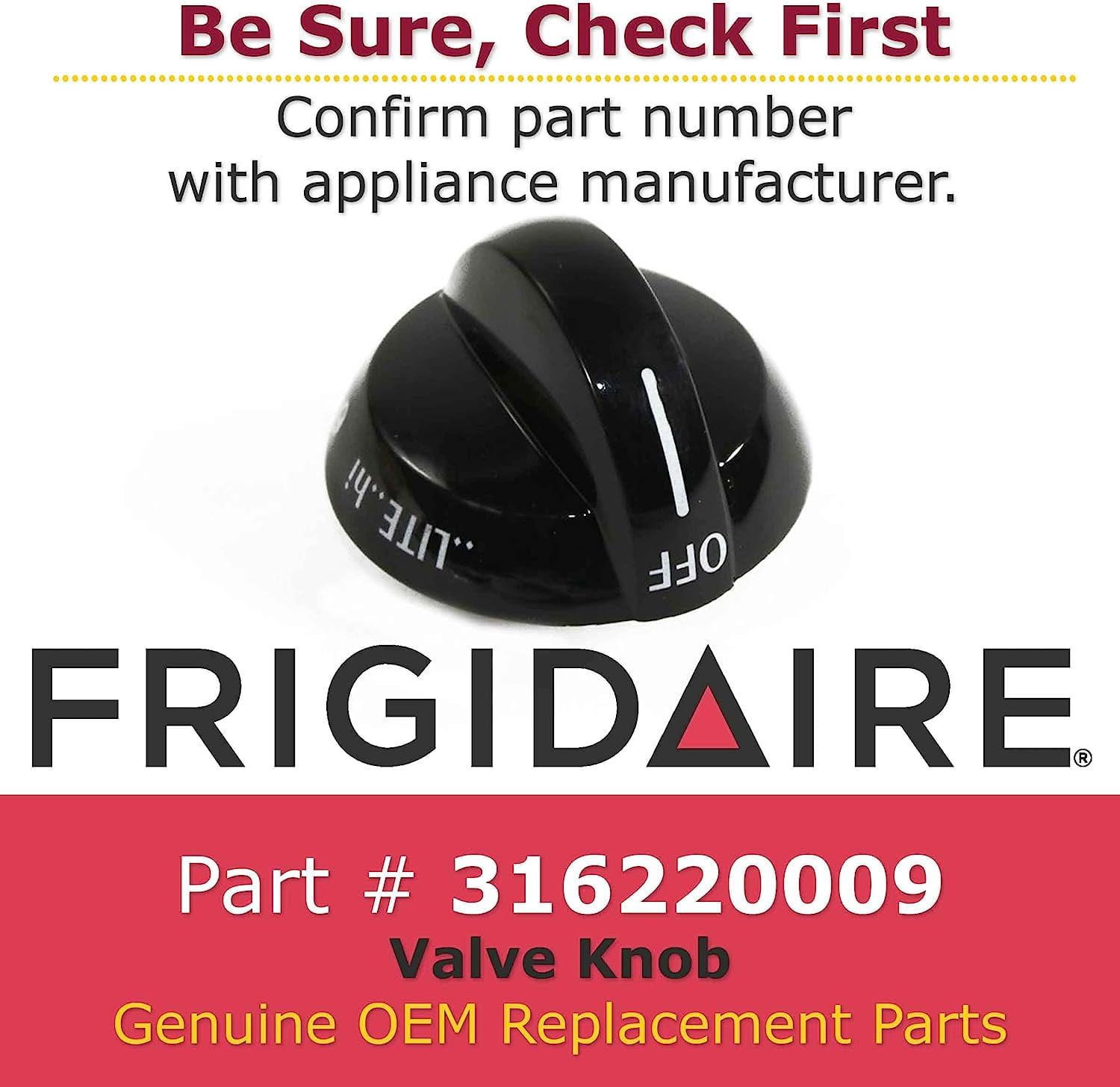 Frigidaire APL316220009 Genuine OEM Burner Knob