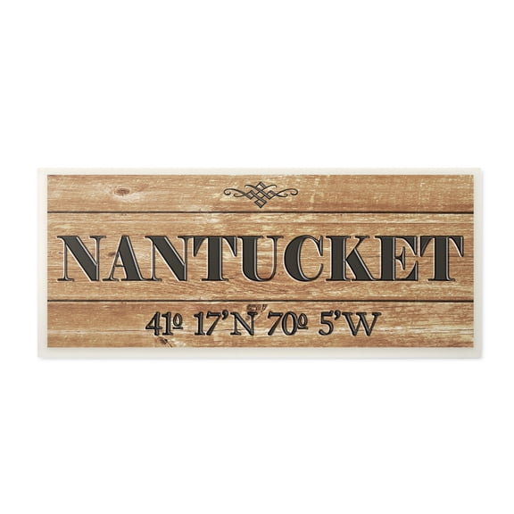 Stupell Industries Plank City Coordinates Nantucket Town & City Painting Unframed Art Print Wall Art, 7 x 17