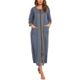 thumbnail image 2 of Housecoat Women's Short Sleeve Zipper Robe Long Nightgown Lougewear with Pockets S-XXL, 2 of 7