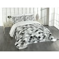 thumbnail image 3 of Ambesonne Fish Quilted Bedspread Set 3 Pcs, Squama Motif and Scales, King Size, Black Grey White, 3 of 5