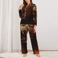 thumbnail image 2 of Yiaed Cool Flame Lion A Print Pajamas Women's Long Sleeve Sleepwear Soft Button Down Loungewear Pjs Lounge Set Nightwear Womens Pajama Pants-X-Large, 2 of 7