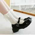 thumbnail image 3 of AWZXDE Women's Solid Color Ordinary Fashion Versatile Cute with Bow and Scalloped Edge Design Style Comfortable Breathable Versatile Fashion Short Socks WH2WH2,One Size, 3 of 3