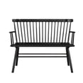 thumbnail image 2 of Benjara 19" Transitional Solid Wood Curved Design Spindle Back Bench in Black, 2 of 5