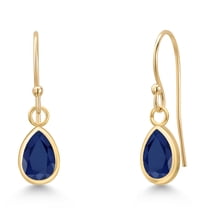 Gem Stone King 14K Yellow Gold Blue Sapphire Earrings for Women | 1.78 Cttw | Gemstone September Birthstone | Pear Shape 7X5MM