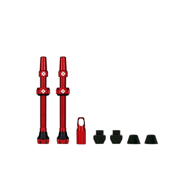 Muc-Off Valves Sans Chambre Rouges 60 mm - Tiges de Valve Sans Chambre avec Outil de Retrait du Noyau de Valve pour Pneus Sans Chambre - Comprend des Capuchons de Tige de Valve Presta
