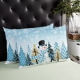thumbnail image 4 of Christmas Throw Pillow Cover, Snowman Tree Snowflake Dream Blue Rectangle Decorative Pillow Case Protector Soft Cushion Cover Lumbar Pillowcase for Couch Sofa Bedroom Car Chair Decor 20x26 Inch, 4 of 8
