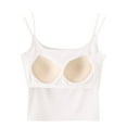 thumbnail image 5 of Clean Womens Strapless Self Bra Tank Tops U-Neck Sleeveless Shirts Plain Basic Tunic Tee Tight Fitted Camisole Sleepwear One Piece Seamless Bra Support Push-Up Underwear Training Yoga Clothes, 5 of 6