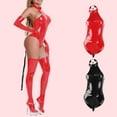 thumbnail image 3 of Uooqdmx Bodysuits for Women âs Faux Leather Leotard Shiny Zipper Bodycon Costume Jumpsuit Corset Red XL, 3 of 8