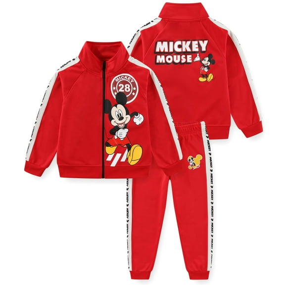 Disney Mickey Zip Up Jacket and Pants Set (Boys), 2 Piece Set, Sizes 3T-7