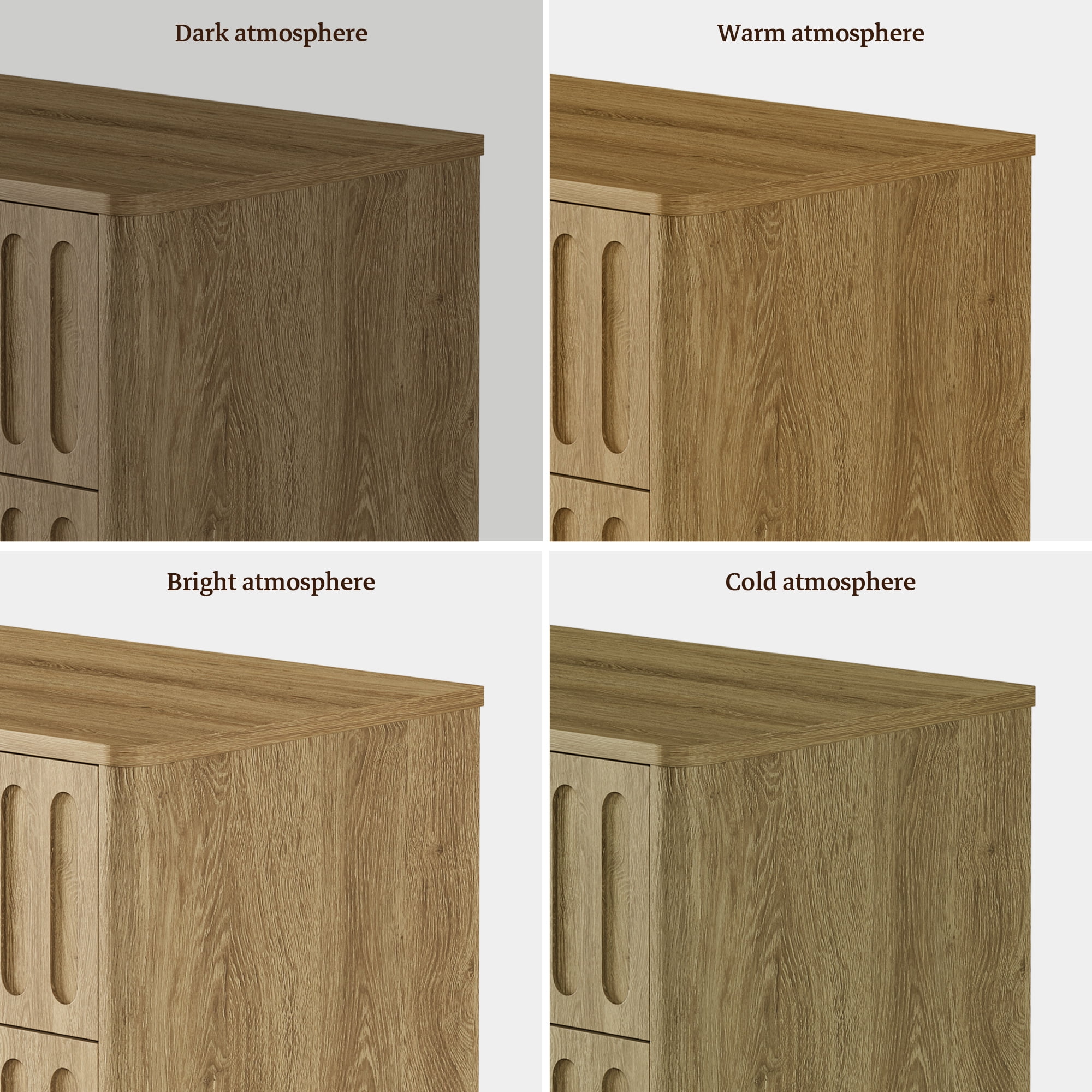 SICOTAS 21.02" Wide 2-Drawer Nightstands Set of 2,Nordic Modern Bedside Table with Large Drawers & Elegant Gold Square Handle for Bedroom, Living Room, Entryway -Brown Oak