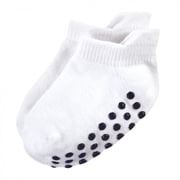 Touched by Nature Baby and Toddler Boy Organic Cotton Socks with Non-Skid Gripper for Fall Resistance, Solid Blue Black, 6-12 Months
