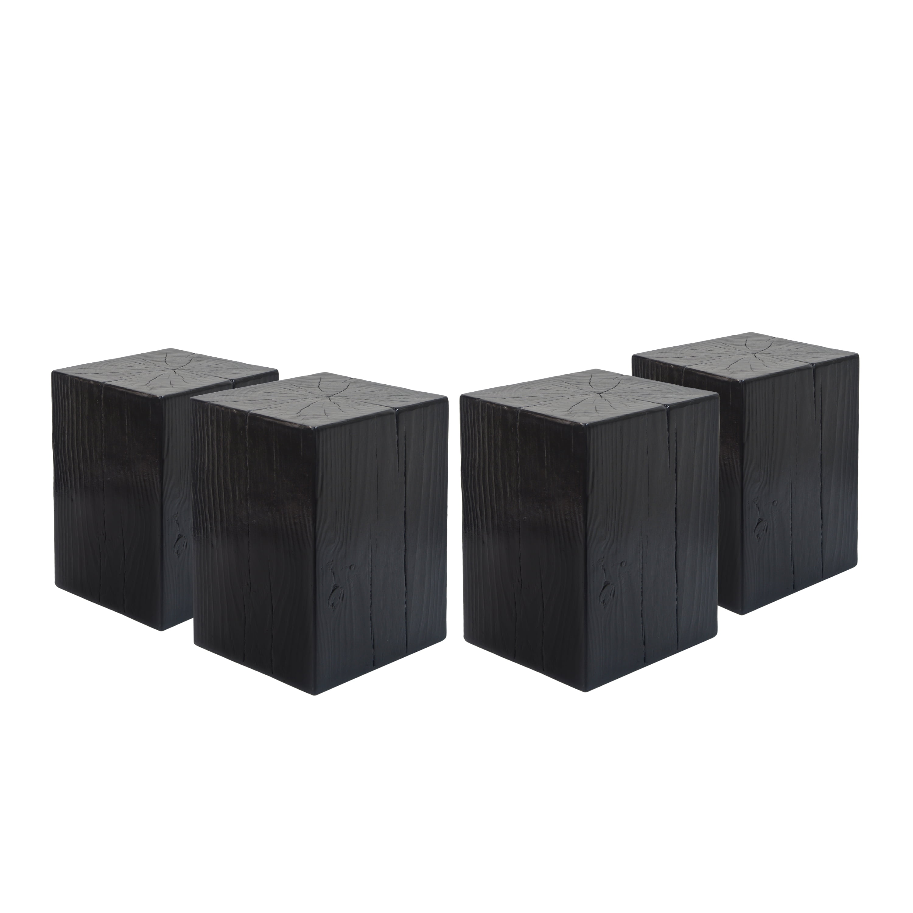 Square-Column End Table, Wood-Look Table for Indoor Outdoor Use, Black