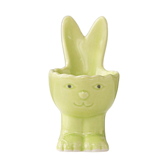 Green Easter Ceramic Bunny Egg Cup Holder For Table Centerpiece Desktop Decoration Spring Party Favor Storage For Small Items Home Decor