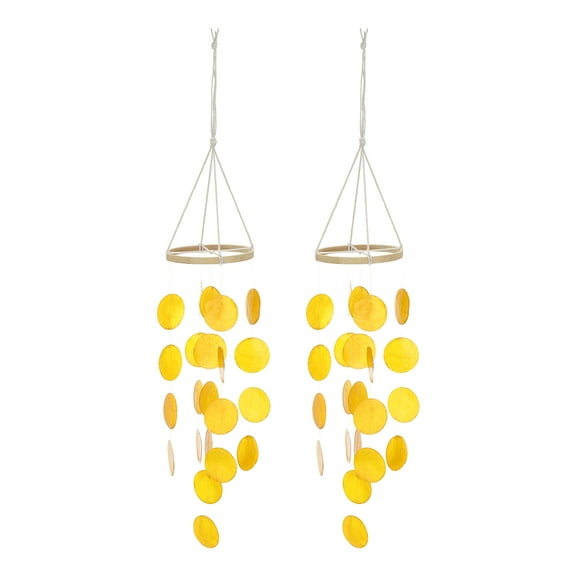 Uxcell 2Pcs 35" Capiz Wind Chimes Seashell Hanging, Honey